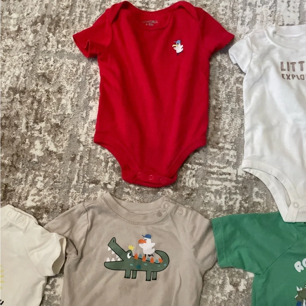 Garanimals Colorful Bodysuit Set - Red, White, Beige, Green size 6/9M